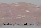 CRQ195 15.5 inches 10*30mm faceted rice natural rose quartz beads