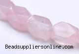 CRQ20 faceted brick shape natural rose quartz beads Wholesale