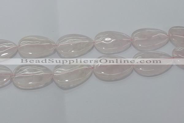 CRQ243 15.5 inches 30*40mm flat teardrop rose quartz beads