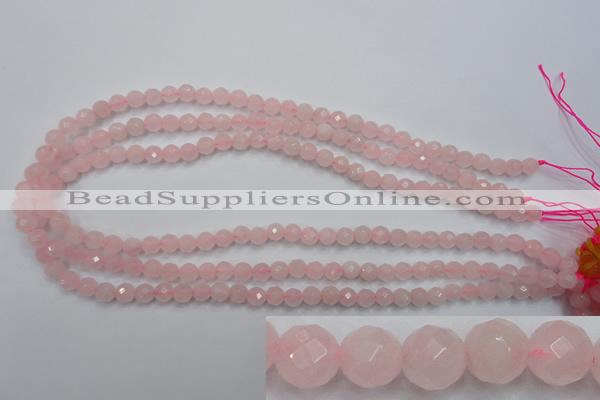 CRQ261 15.5 inches 6mm faceted round rose quartz beads