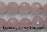 CRQ268 15.5 inches 14mm faceted round rose quartz beads