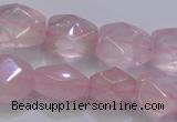 CRQ275 12*15mm – 15*19mm faceted nuggets rose quartz beads