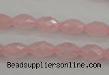 CRQ351 15.5 inches 8*12mm faceted rice rose quartz beads