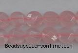 CRQ360 15.5 inches 8mm faceted coin rose quartz beads wholesale