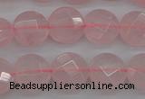 CRQ361 15.5 inches 10mm faceted coin rose quartz beads wholesale