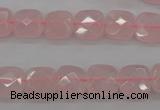 CRQ366 15.5 inches 10*10mm faceted square rose quartz beads