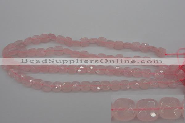 CRQ366 15.5 inches 10*10mm faceted square rose quartz beads