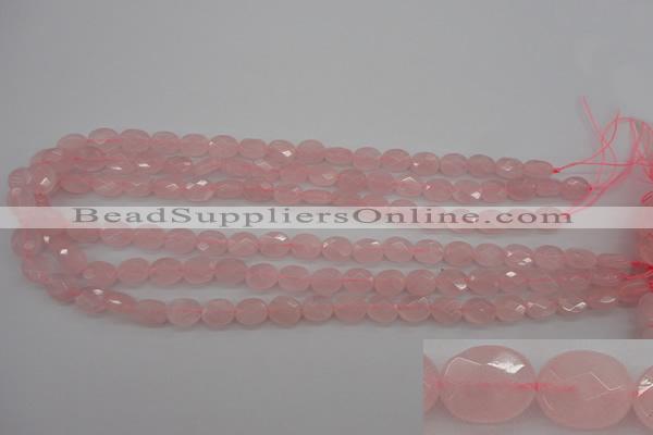 CRQ372 15.5 inches 8*10mm faceted oval rose quartz beads wholesale