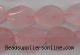 CRQ375 15.5 inches 15*20mm faceted & twisted oval rose quartz beads