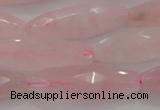 CRQ381 15.5 inches 10*30mm faceted rice rose quartz beads