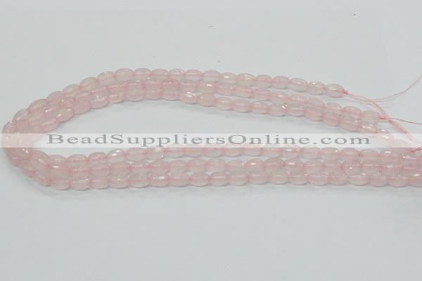 CRQ39 15.5 inches 6*10mm faceted rice natural rose quartz beads