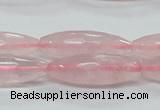 CRQ40 15.5 inches 10*30mm faceted rice natural rose quartz beads