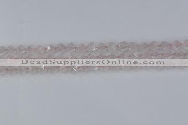 CRQ401 15.5 inches 6mm faceted nuggets rose quartz beads