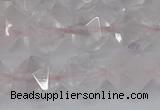 CRQ403 15.5 inches 10mm faceted nuggets rose quartz beads