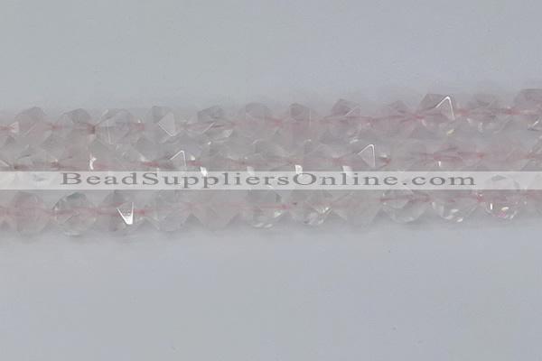 CRQ404 15.5 inches 12mm faceted nuggets rose quartz beads