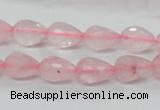 CRQ42 15.5 inches 8*12mm faceted teardrop natural rose quartz beads