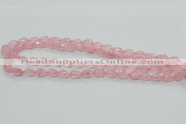 CRQ42 15.5 inches 8*12mm faceted teardrop natural rose quartz beads