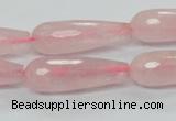 CRQ45 15.5 inches 10*30mm faceted teardrop natural rose quartz beads