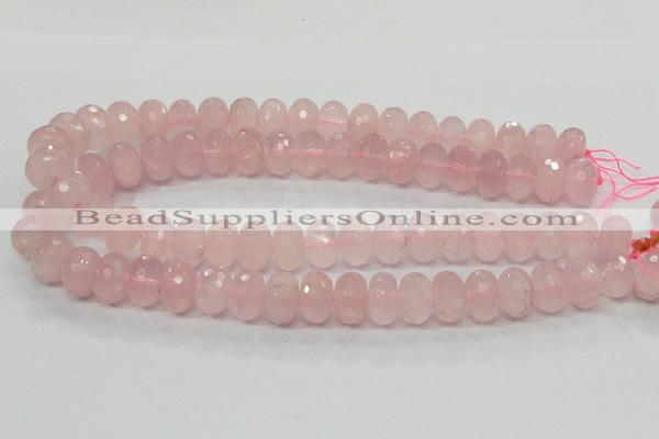 CRQ50 15.5 inches 10*16mm faceted rondelle natural rose quartz beads