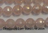 CRQ515 15.5 inches 14mm faceted round AB-color rose quartz beads