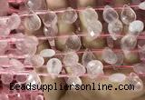 CRQ560 Top drilled 10*14mm faceted briolette rose quartz beads