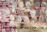 CRQ563 Top drilled 13*18mm faceted briolette rose quartz beads