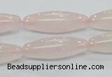 CRQ58 15.5 inches rice 10*30mm natural rose quartz beads wholesale