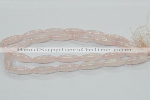 CRQ58 15.5 inches rice 10*30mm natural rose quartz beads wholesale