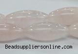 CRQ59 15.5 inches 12*30mm rice natural rose quartz beads wholesale