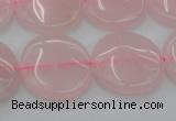 CRQ603 15.5 inches 18mm flat round rose quartz beads wholesale