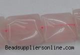 CRQ626 15.5 inches 20*20mm square rose quartz beads wholesale