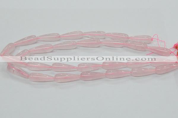 CRQ63 15.5 inches 10*30mm teardrop natural rose quartz beads wholesale