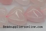 CRQ634 15.5 inches 22*22mm heart rose quartz beads wholesale