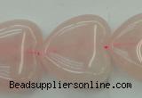 CRQ635 15.5 inches 30*30mm heart rose quartz beads wholesale