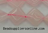 CRQ638 15.5 inches 14*14mm diamond rose quartz beads wholesale