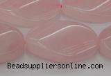 CRQ646 15.5 inches 20*30mm twisted oval rose quartz beads