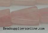 CRQ650 15.5 inches 18*25mm twisted rectangle rose quartz beads