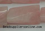 CRQ652 15.5 inches 25*35mm twisted rectangle rose quartz beads