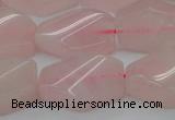 CRQ653 15.5 inches 15*20mm twisted hexagon rose quartz beads