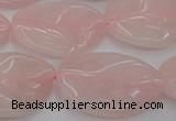 CRQ668 15.5 inches 22*30mm carved leaf rose quartz beads