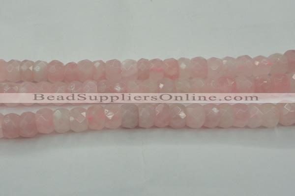 CRQ686 15.5 inches 8*14mm faceted rondelle rose quartz beads