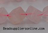 CRQ694 15.5 inches 10*10mm cube rose quartz beads wholesale