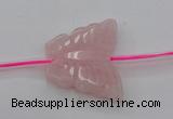 CRQ716 15.5 inches 25*30mm carved butterfly rose quartz beads