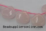 CRQ721 Top drilled 15*15mm flat teardrop rose quartz beads