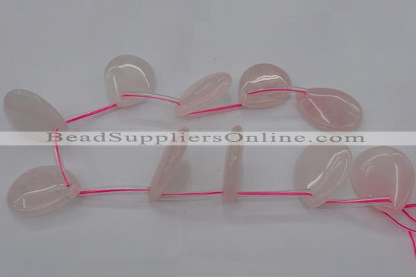 CRQ730 Top drilled 30*40mm flat teardrop rose quartz beads