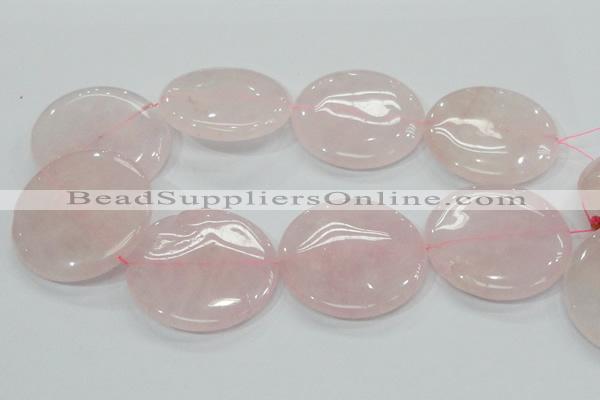 CRQ76 15.5 inches 50mm flat round natural rose quartz beads