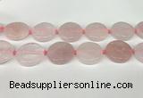 CRQ761 15.5 inches 30mm flat round rose quartz beads