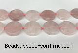 CRQ762 15.5 inches 35mm flat round rose quartz beads