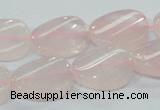 CRQ80 15.5 inches 15*20mm twisted oval natural rose quartz beads