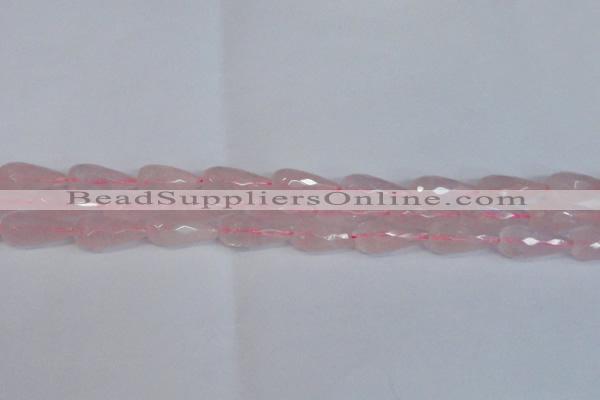 CRQ810 15.5 inches 12*25mm faceted teardrop rose quartz beads